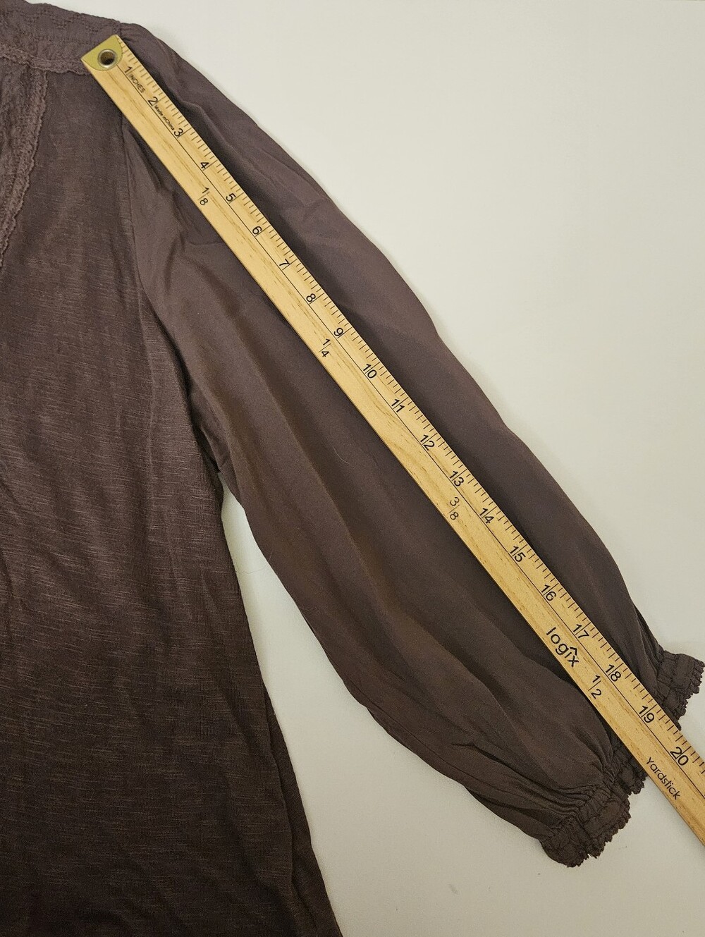 Democracy Women's Brown Purple Button-Front Peasant Top Boho Plus Womens 2X - Picture 11 of 13